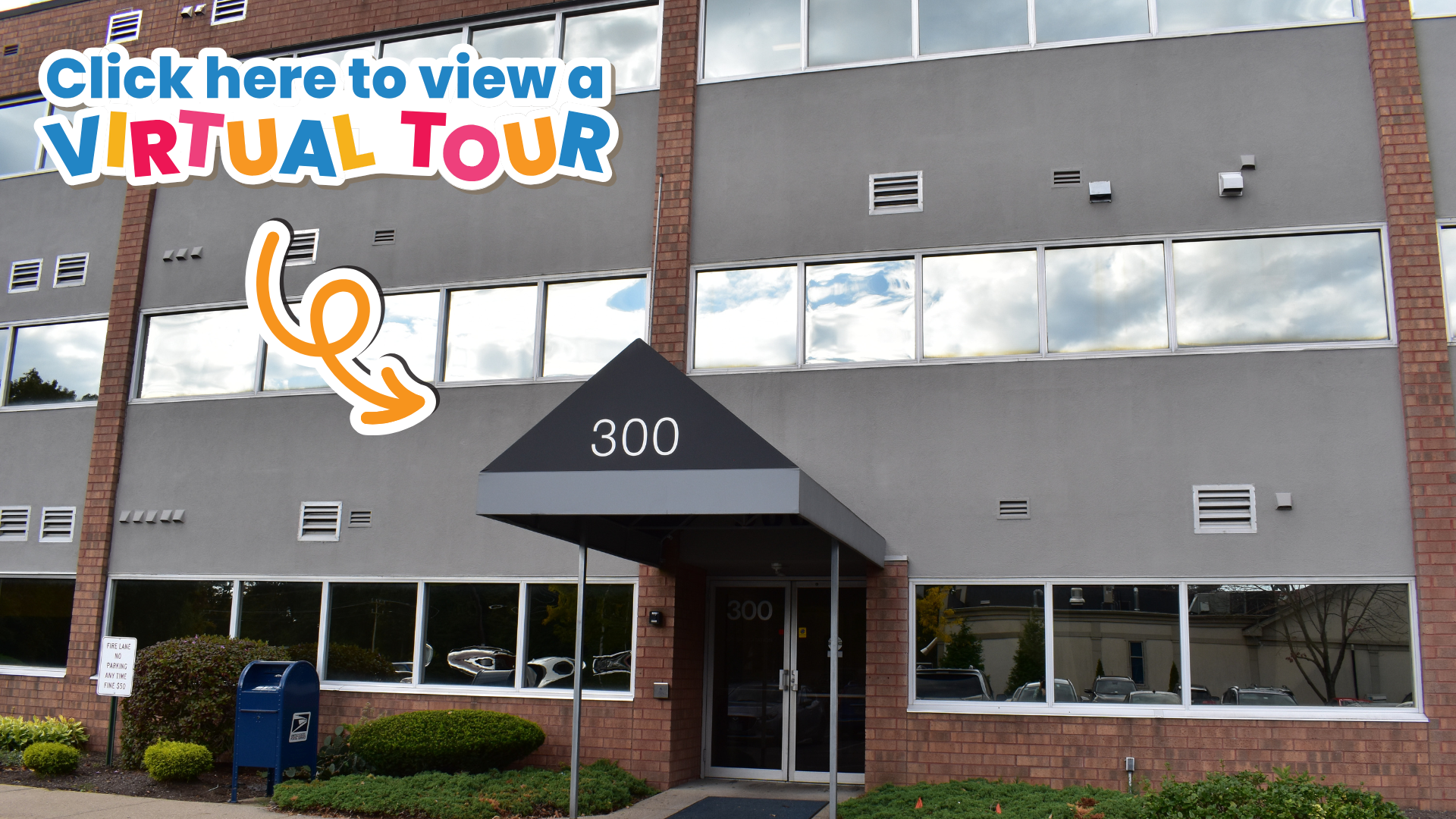Warwick Psychological Assessment Center exterior with text that says "click here to view a virtual tour"